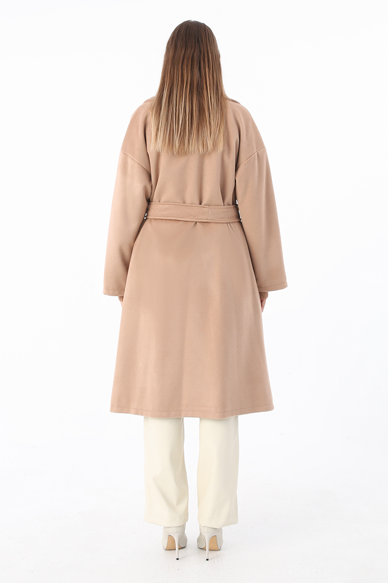 Double-breasted Collar Belted Cashmere Coat