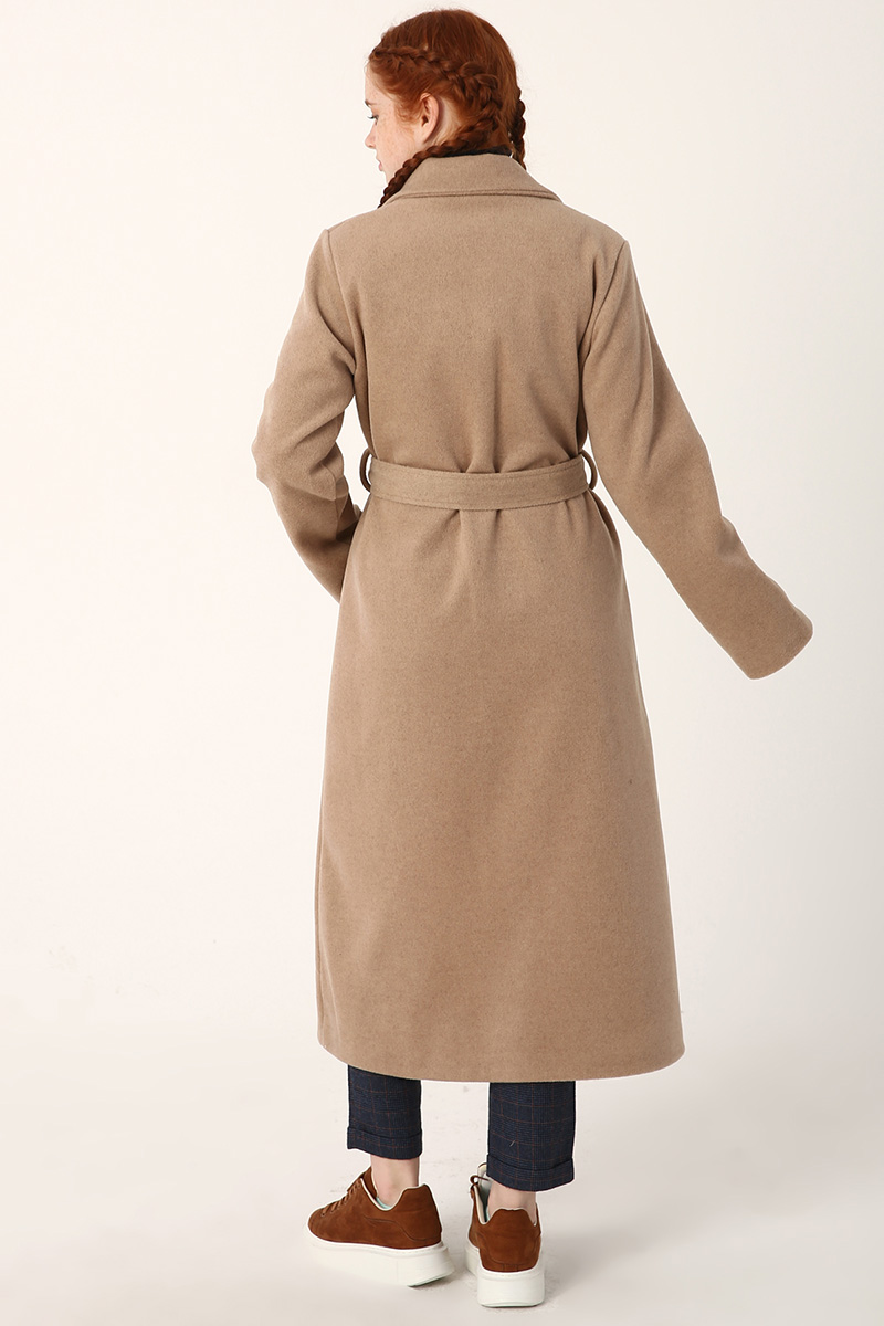 Self Belted Button Front Overcoat