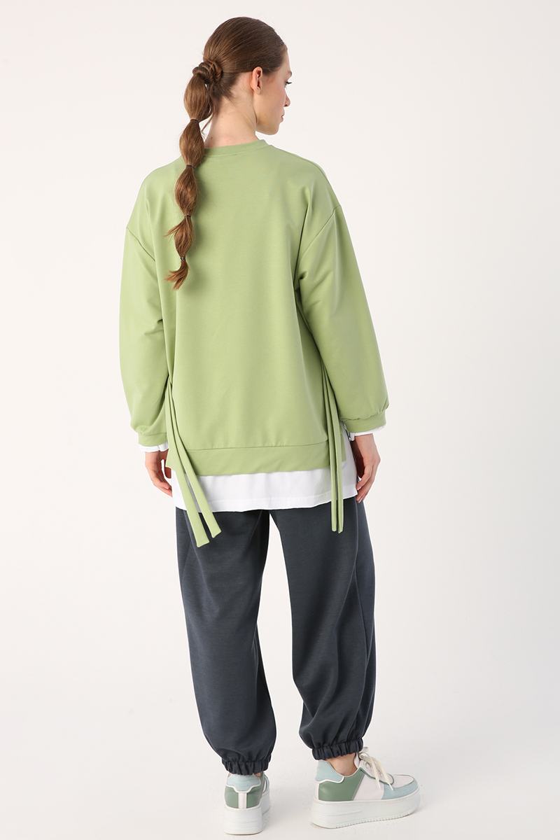 Edge Belted Garnish Knitted Tracksuit Tunic