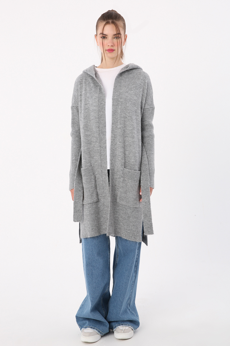 Belted Hooded Sweater Cardigan