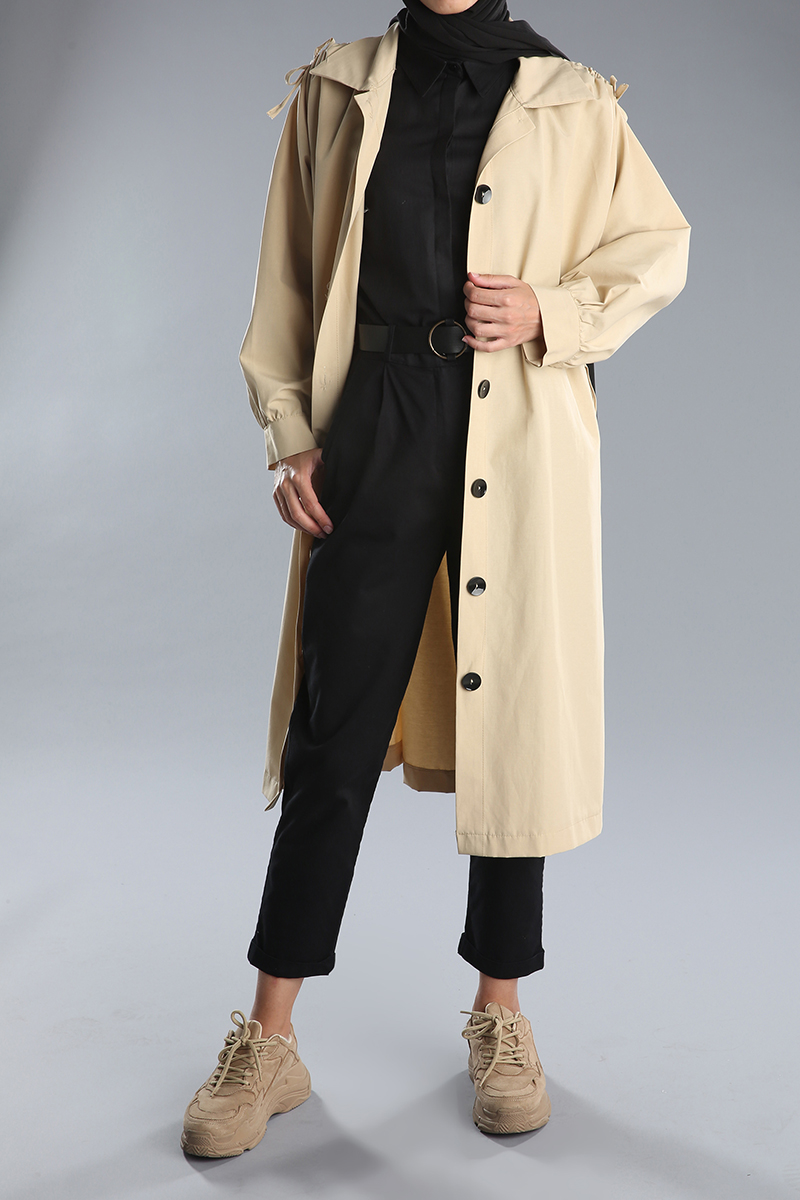 Belted Buttoned Trench Coat