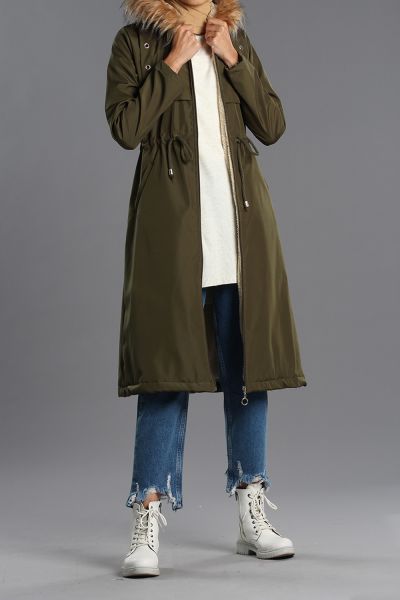 Furry Pocket Hooded Coat