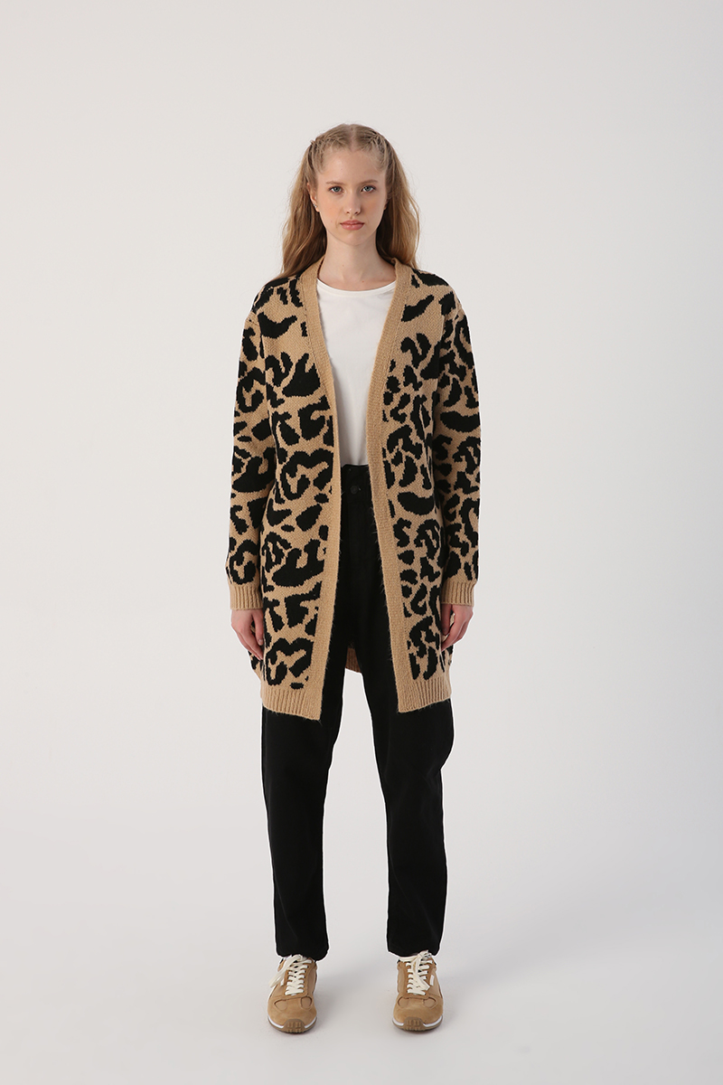 Leopard Patterned Knitwear Cardigan
