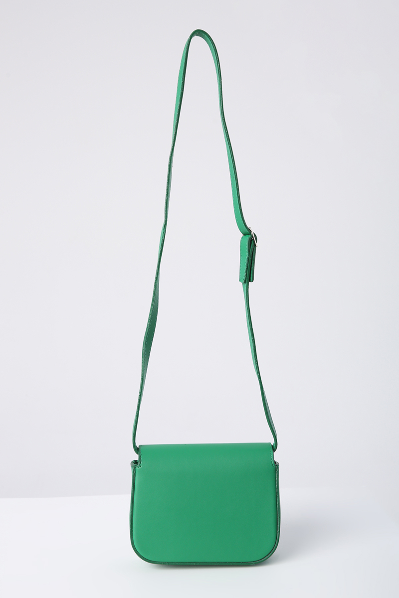 Mini Faux Leather Bag with Metal Detail