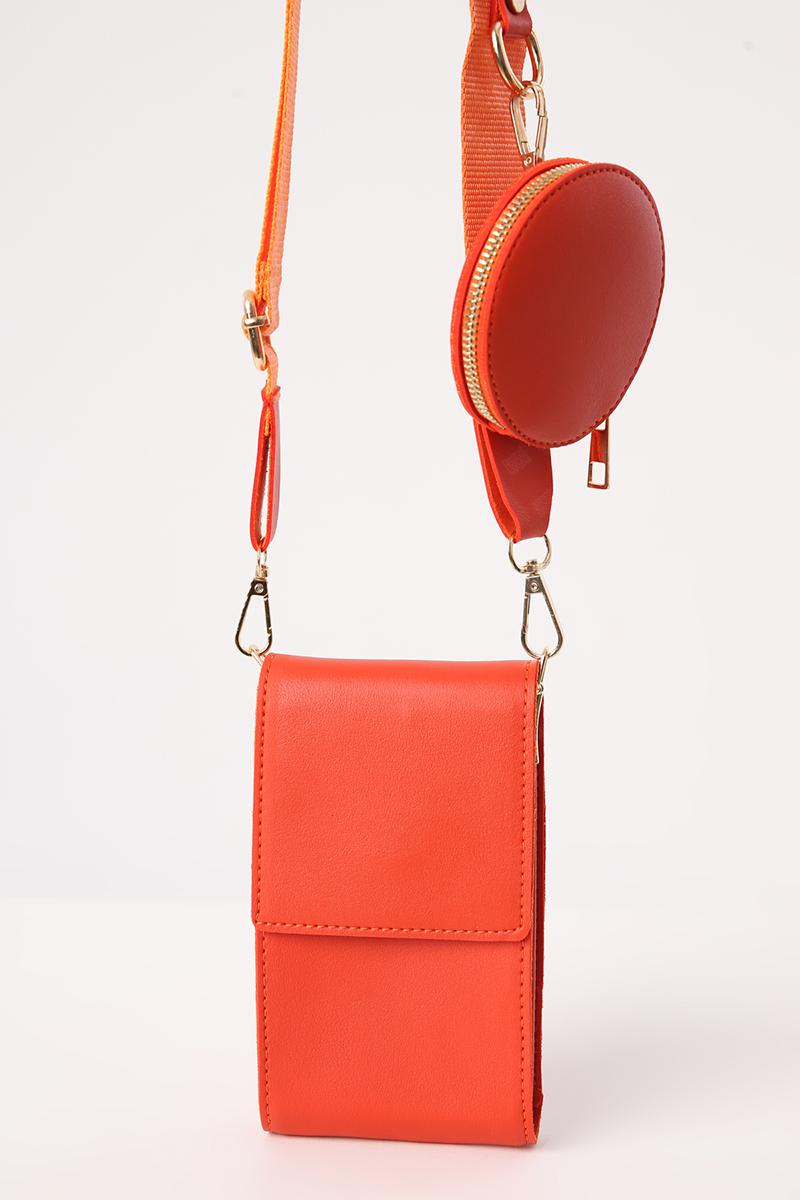 Crossbody Faux Leather Bag with Mini Wallet