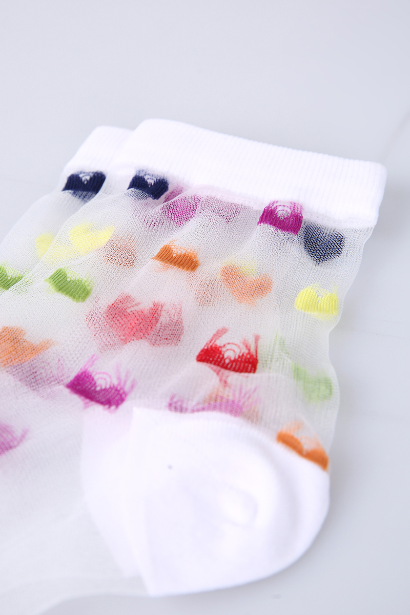 Mini Kalp Desenli Soket Tül Çorap