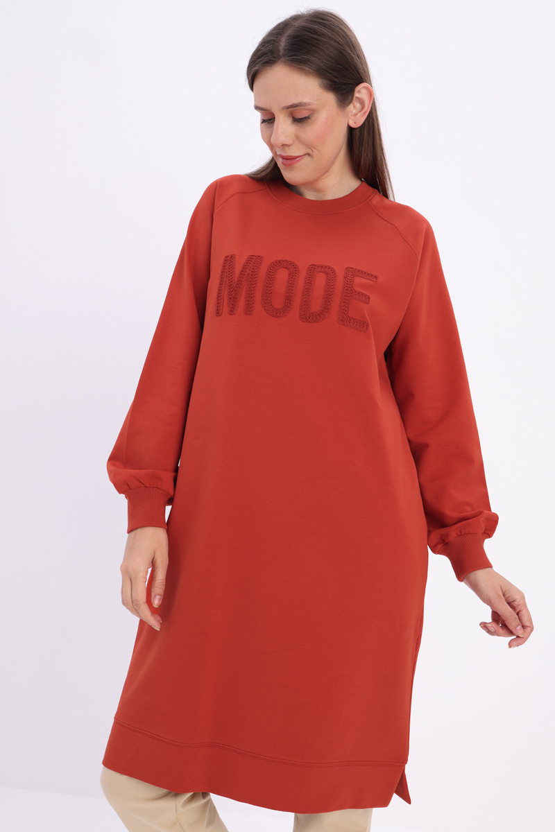 Mode Embroidered Raglan Sleeve Tunic