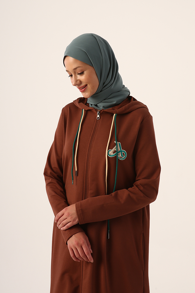 Embroidered Hooded Comfortabele Cardigan