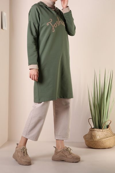 Embroidered Hooded Pocket Tunic