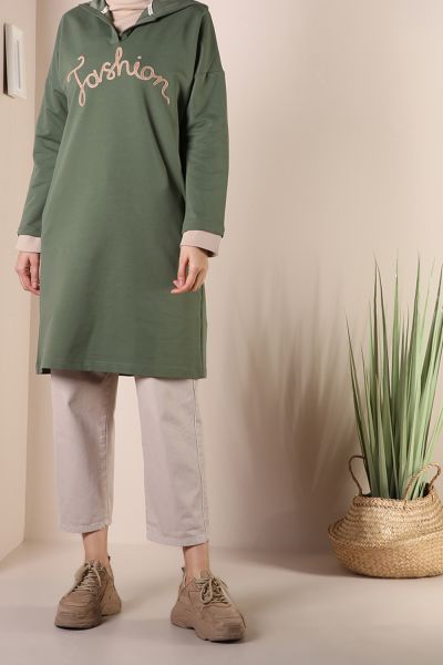 Embroidered Hooded Pocket Tunic