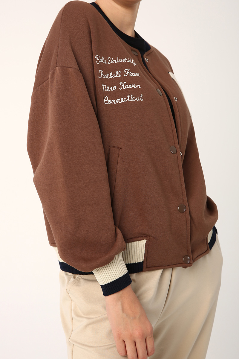 Snap Button Front Bomber Jacket