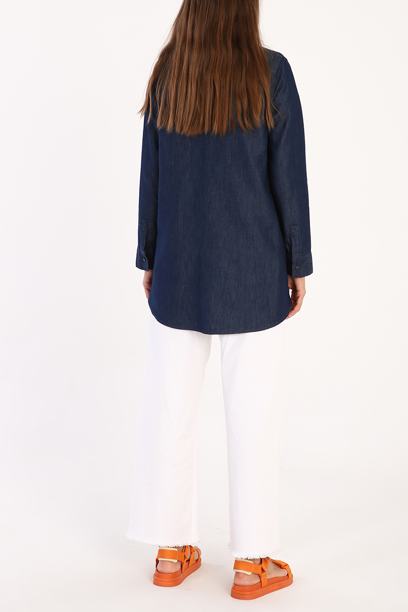 Embroidered Lyocell Blended Shirt Tunic