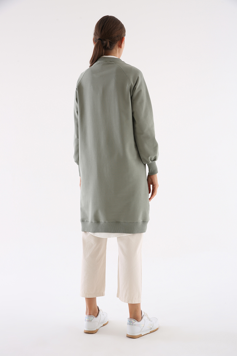 Embroidered Raglan Sleeve Sweatshirt Tunic
