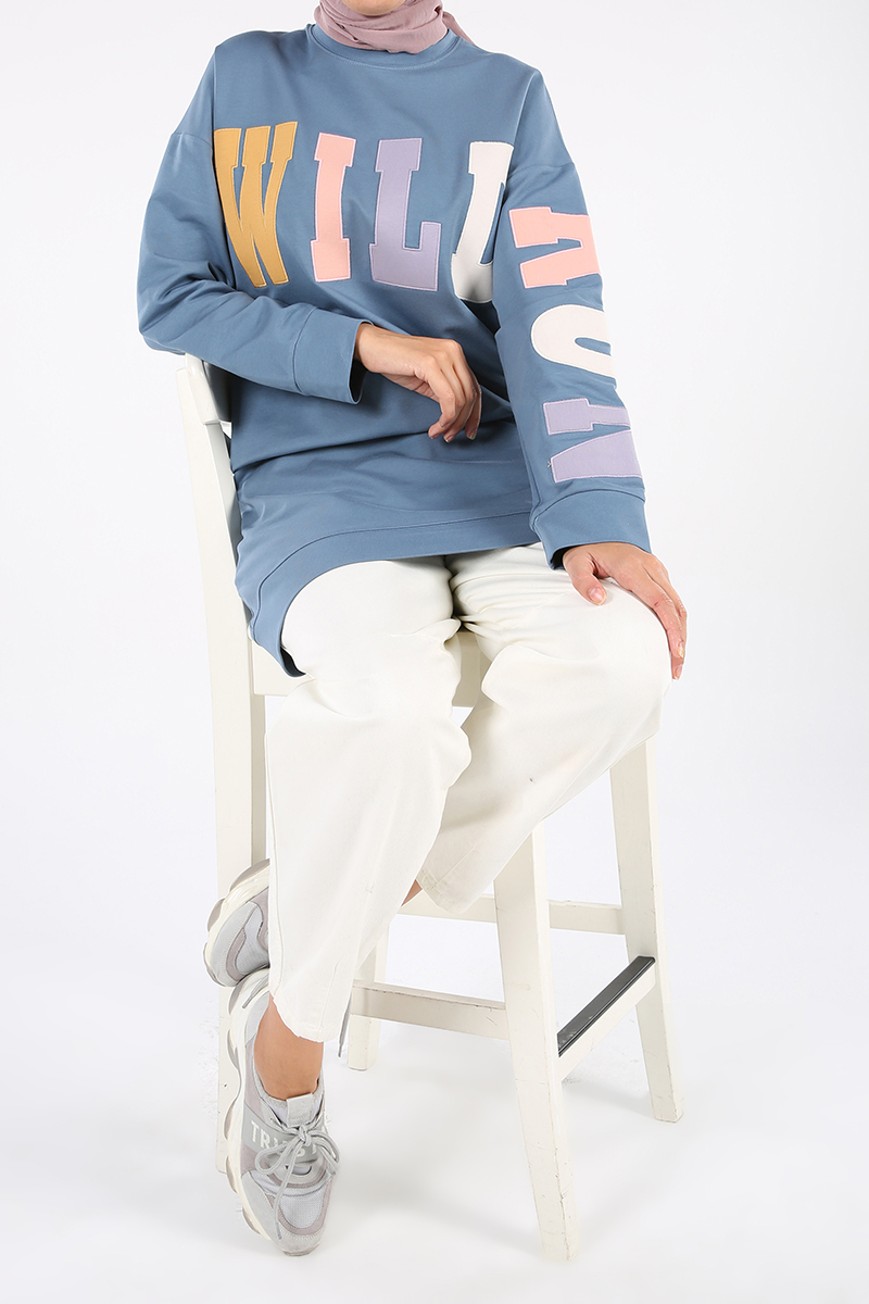 Embroidered Comfy Sweatshirt Tunic
