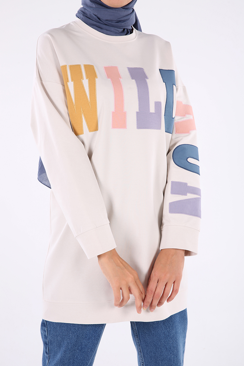Embroidered Comfy Sweatshirt Tunic