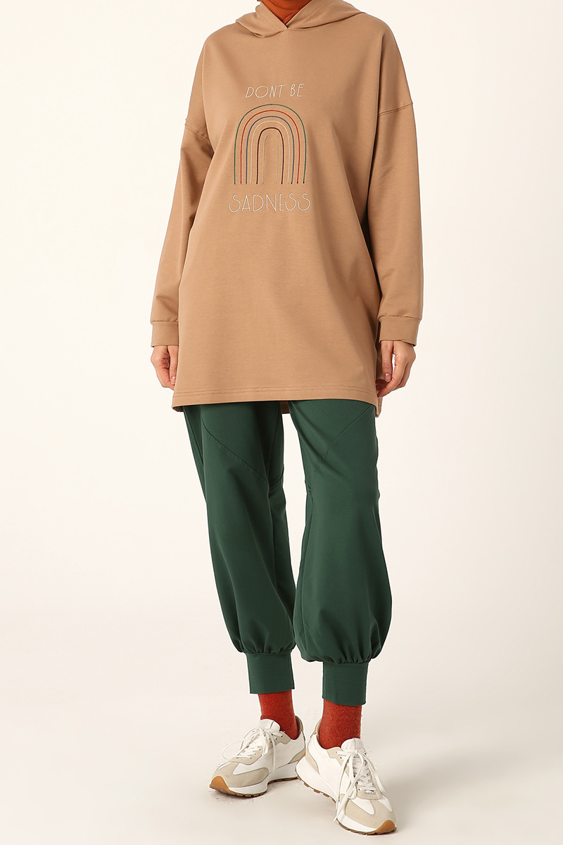 Embroidered Hooded Sweat Tunic