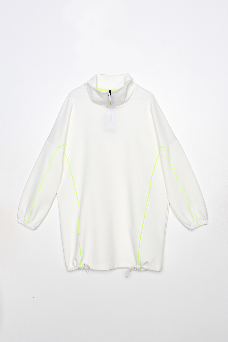 Oversize Neon Pleated Hem Sweatshirt