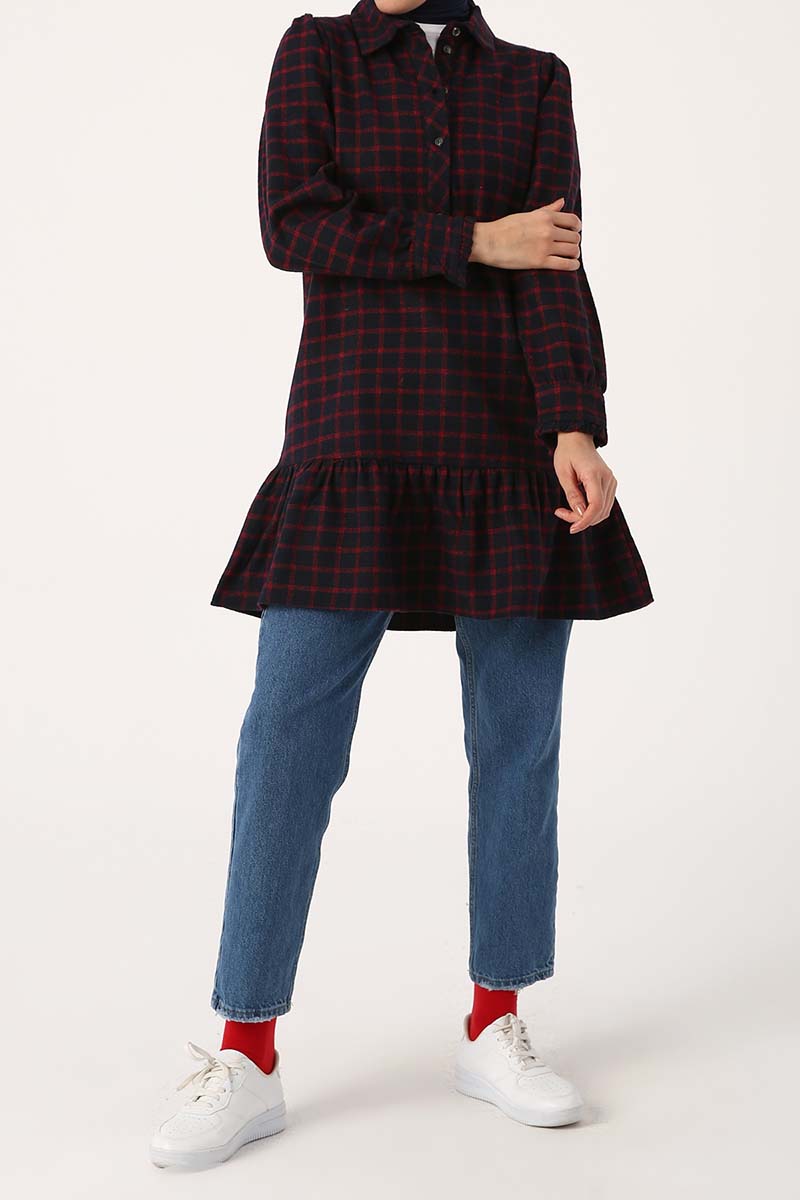 Plaid Buttoned Tunic
