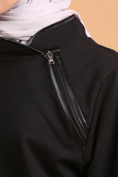 Shoulder Zipper Long Tunic