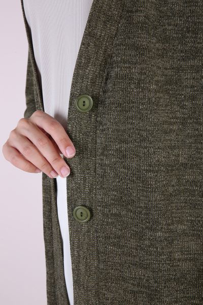 Button Neck Long Cardigan