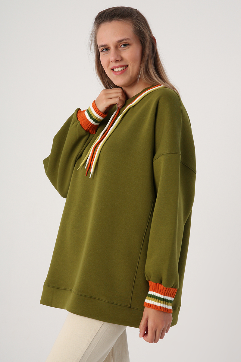 Oversize 3 Color Cord Knitwear Tape Sweatshirt