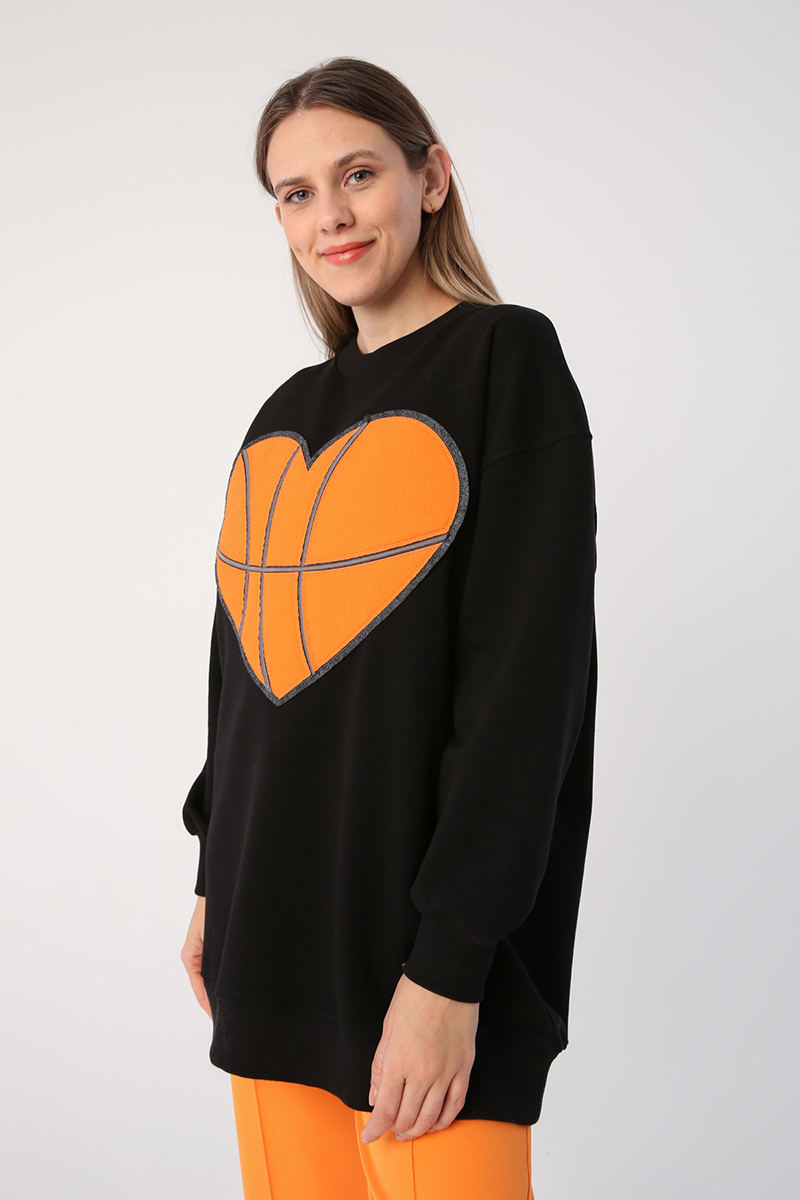 Oversize Applique Embroidered Sweatshirt