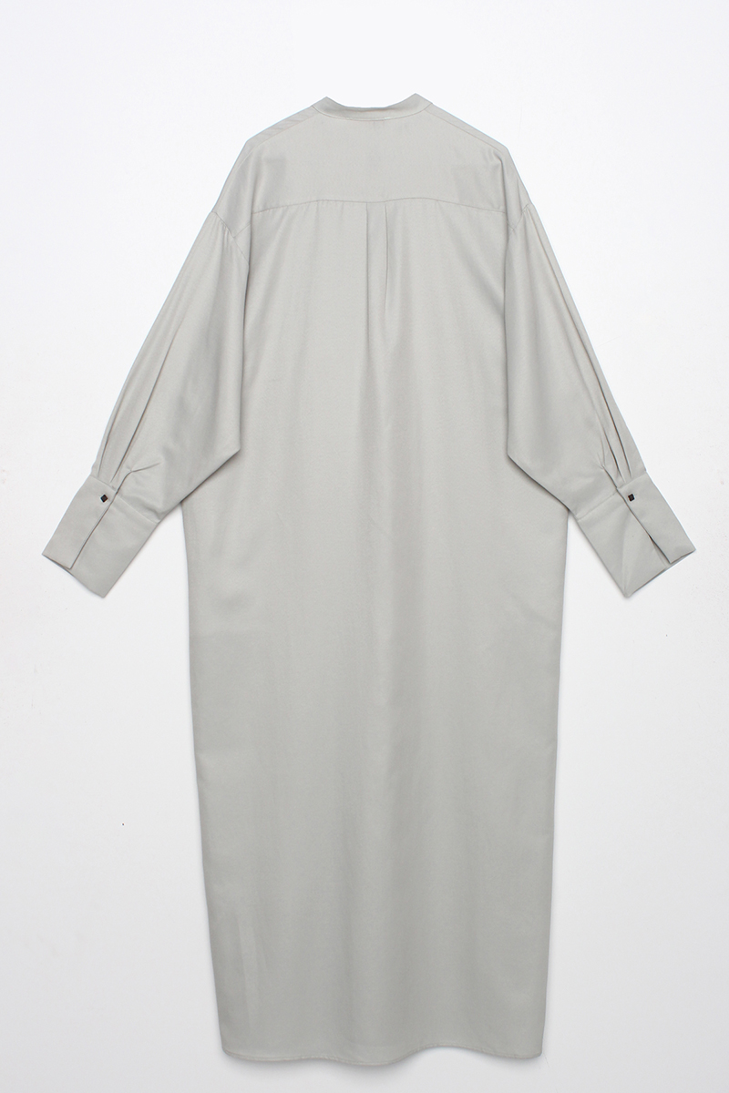 Bishop Sleeve Rolled Cuff Button Front Oversize Dress