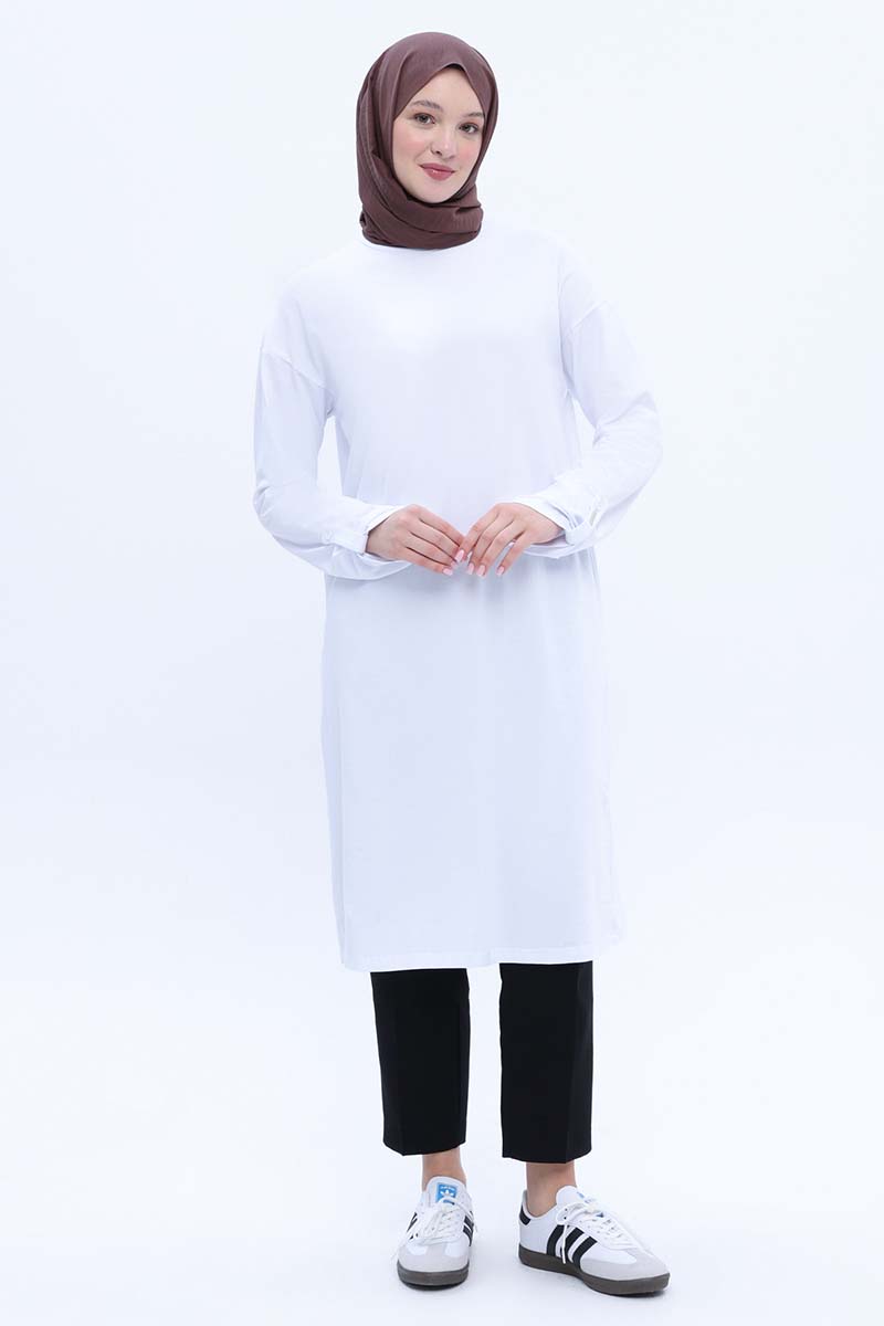 Cotton Tunic with Back Slits And Epaulettes