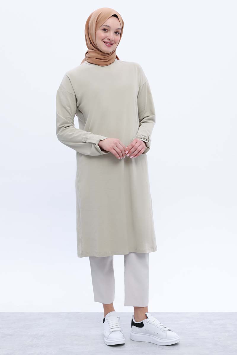 Cotton Tunic with Back Slits And Epaulettes