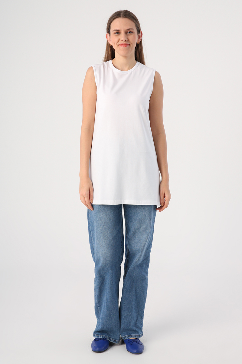 Cotton Basic Sleeveless T-Shirt Tunic