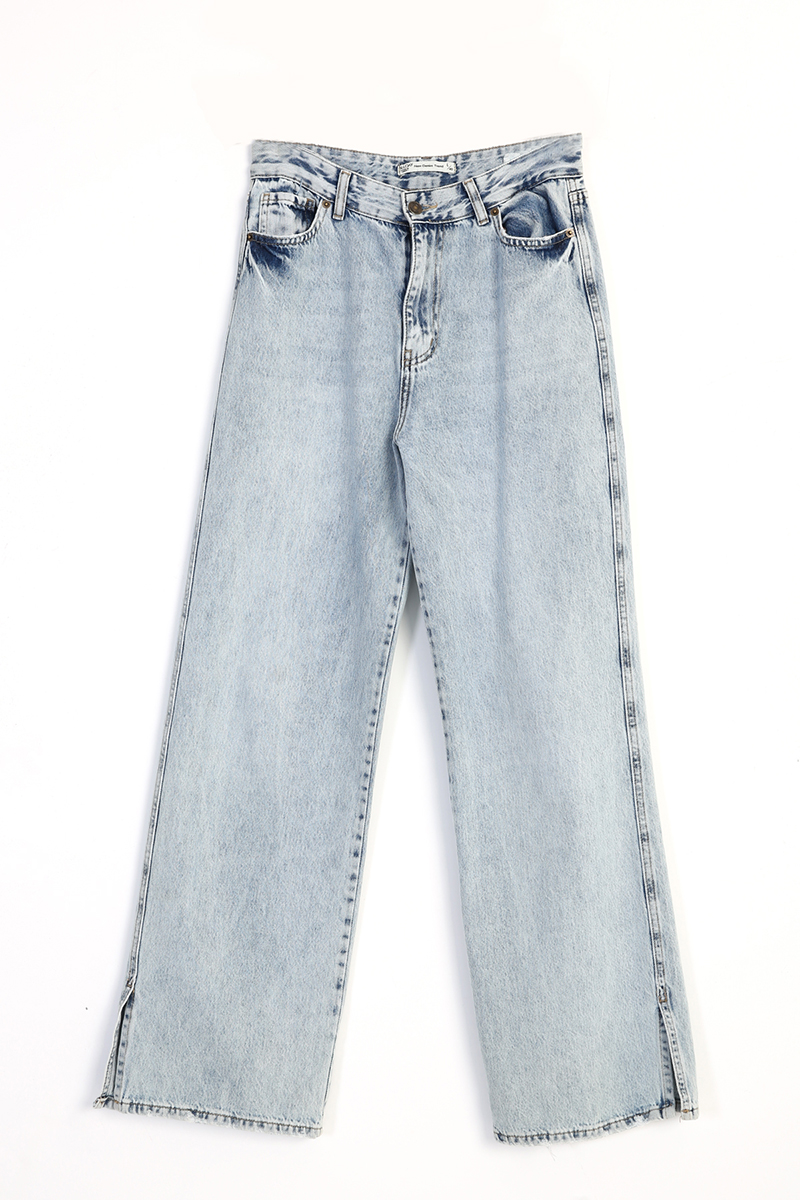 High-Waisted Split Hem Vintage Straight Jeans