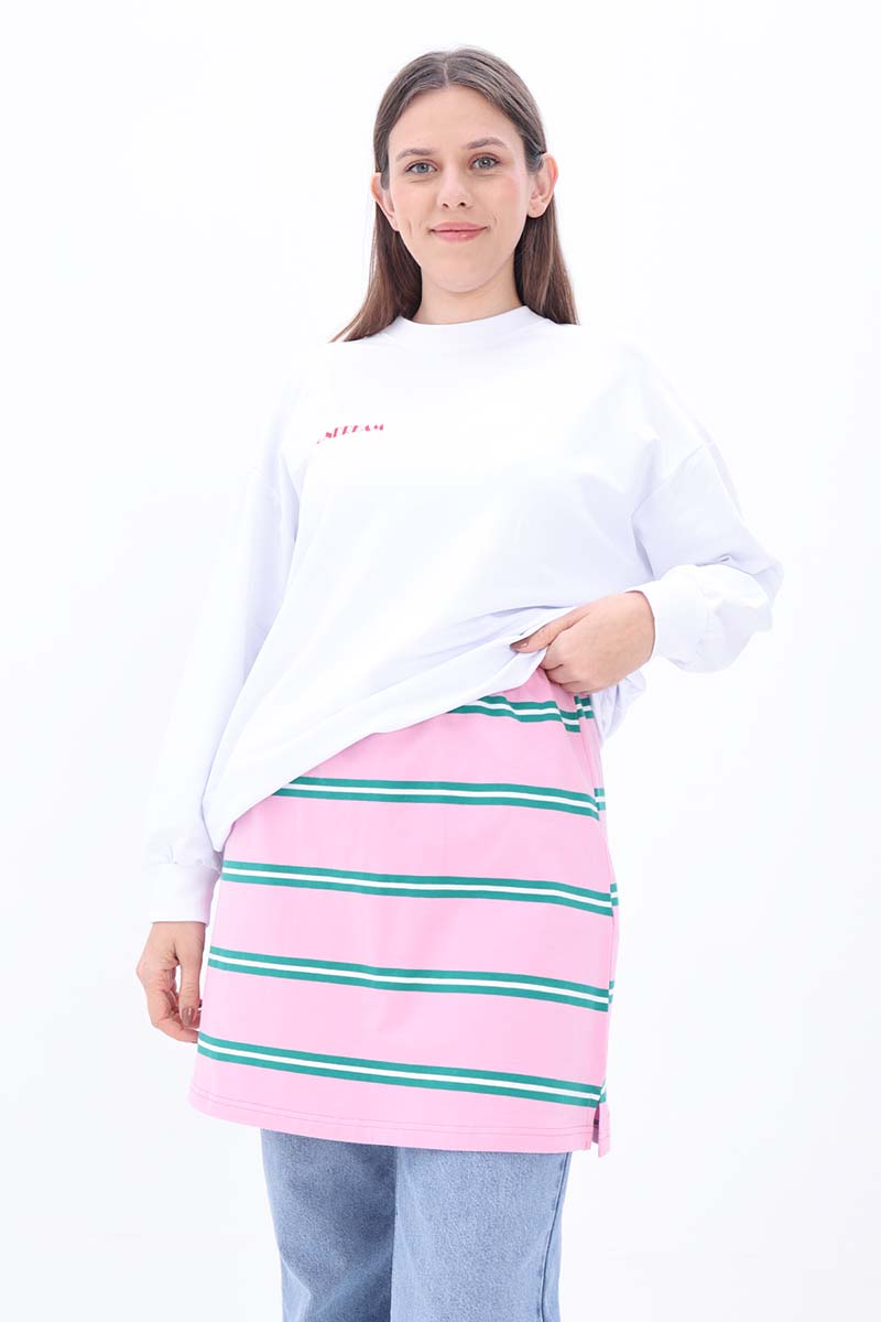 Cotton Striped Underwear Shirt Skirt