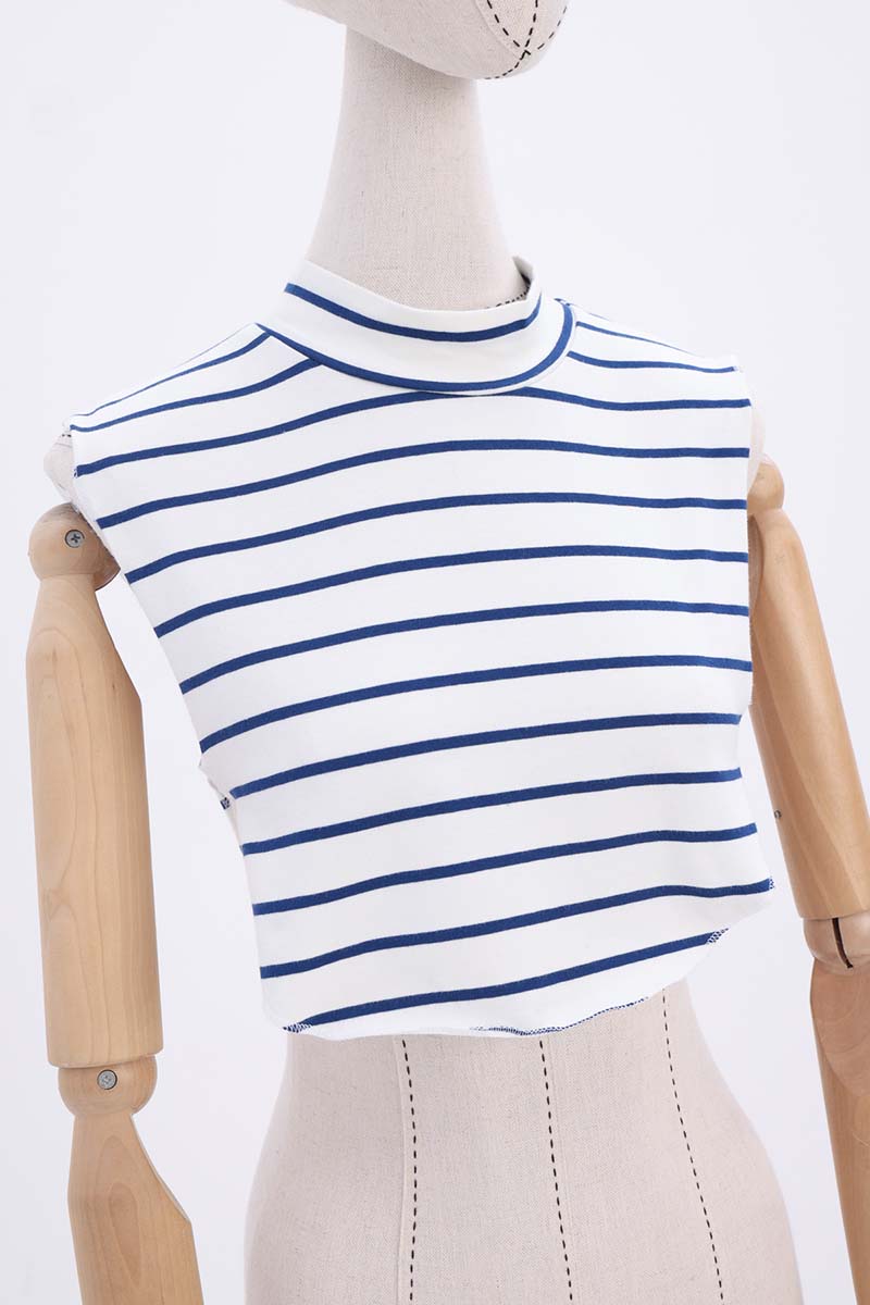 Cotton Striped Zero Sleeve Crop Underwear