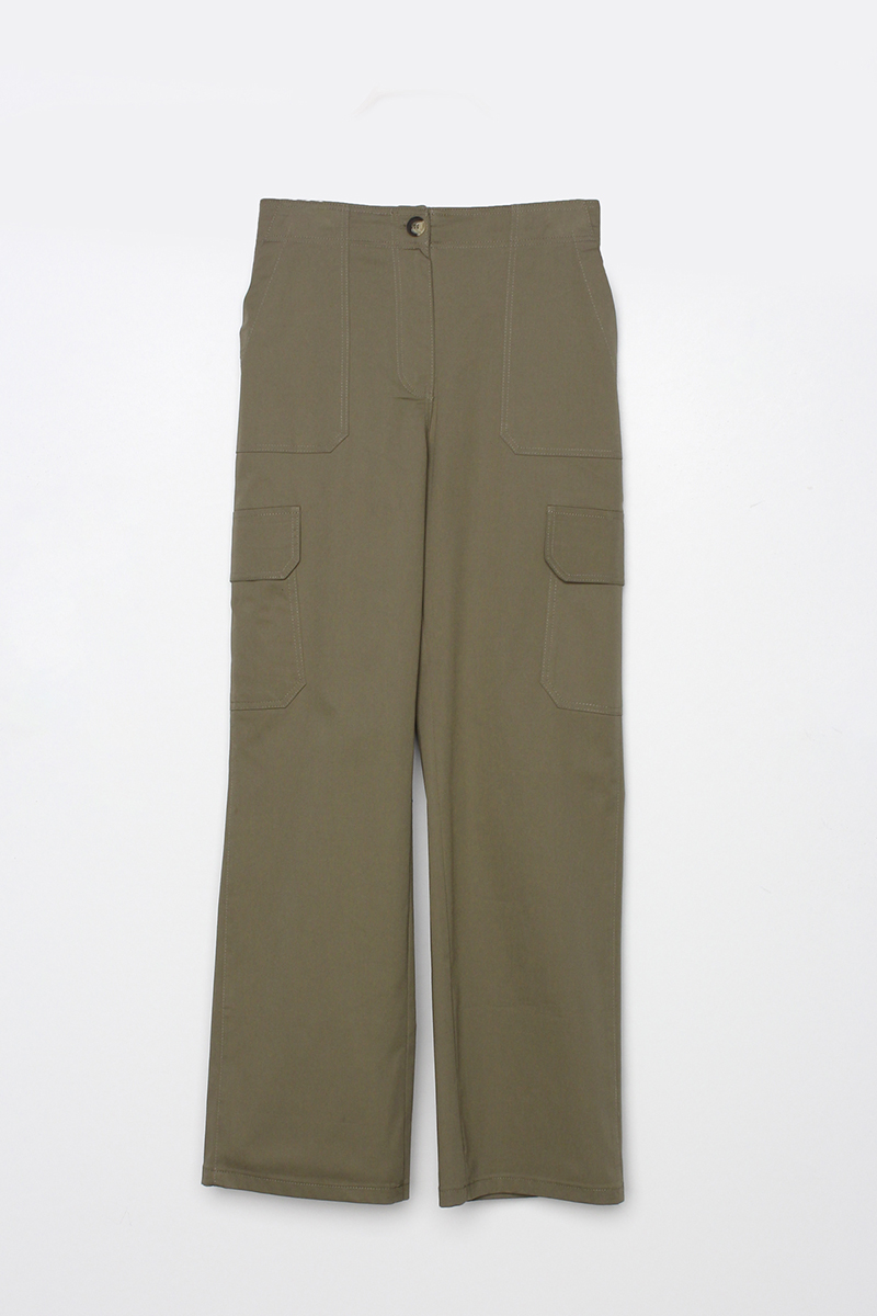 Cotton Multi Pocket Cargo Pants with Elastic Waist
