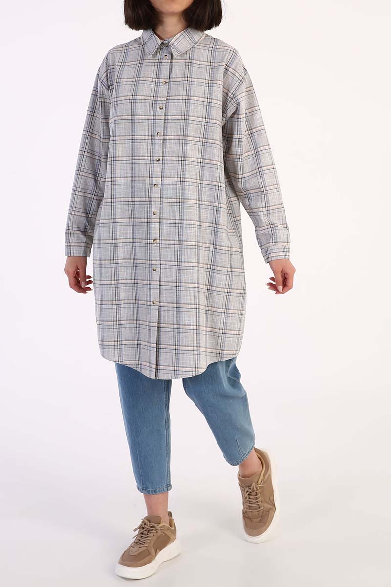 Plaid Comfy Cotton Long Tunic