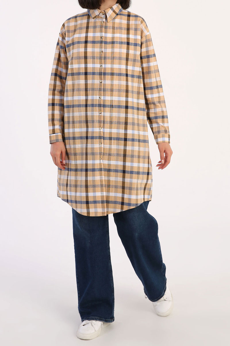 Plaid Comfy Cotton Long Tunic