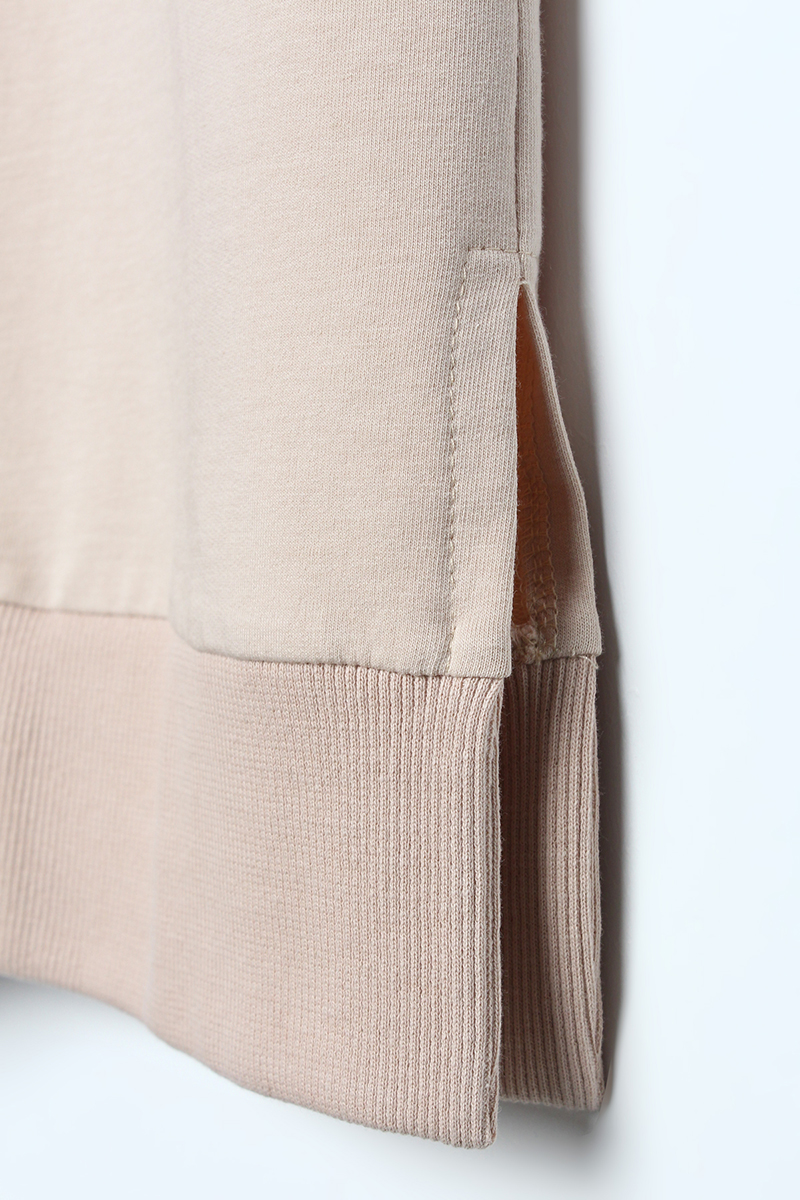 Cotton Zipper Detailed Knitted Dress With Kangaroo Pocket Standing Collar
