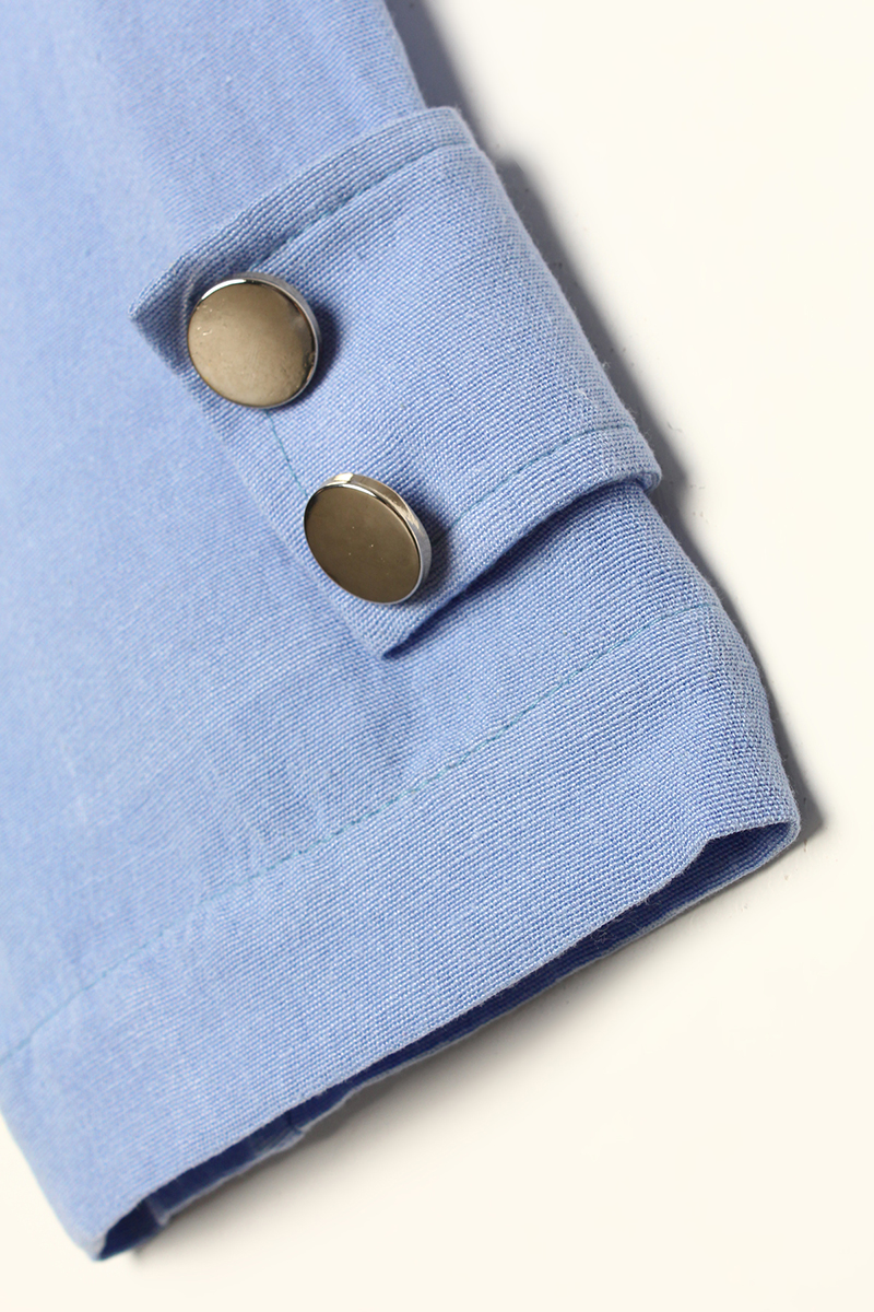 Cotton Zipper Closure Button Eyelet Detailed Shirt Collar Abaya