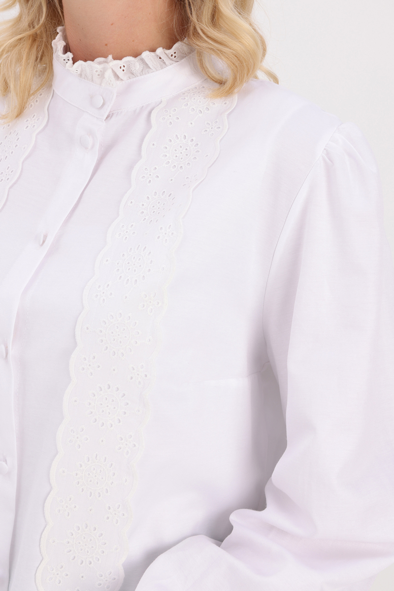 Cotton Shirt with Shirred Sleeves 