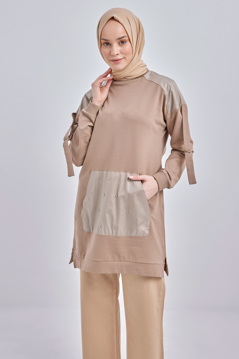 Cotton Sweat Tunic With Stone Detail