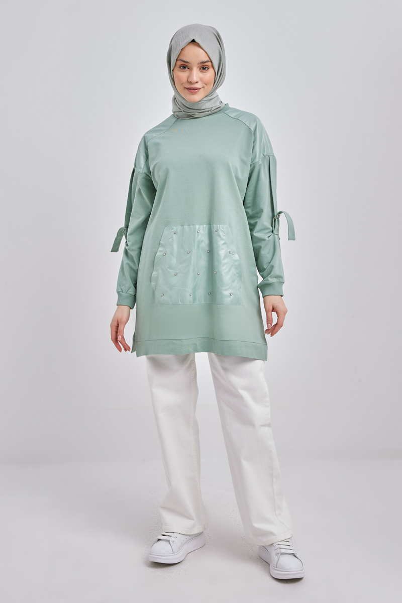 Cotton Sweat Tunic With Stone Detail