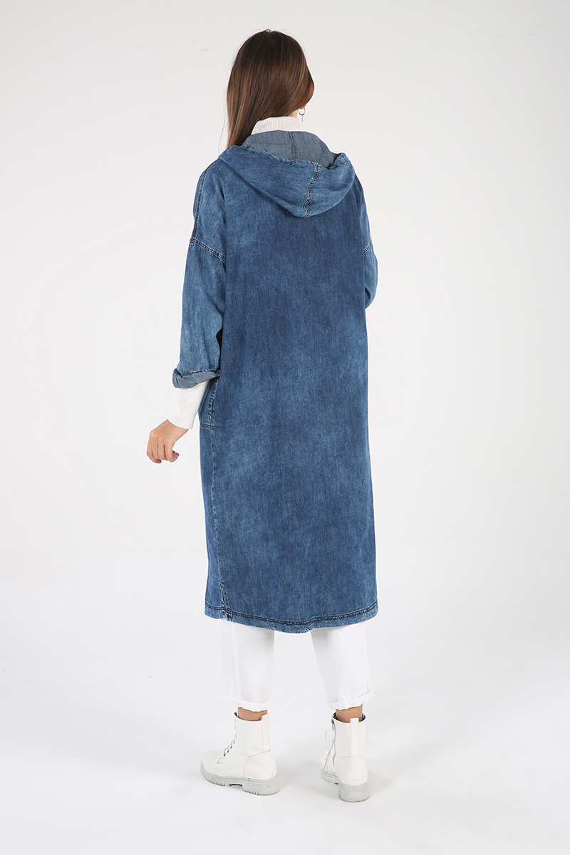 Combed Cotton Hooded Pocket Buttoned Tunic