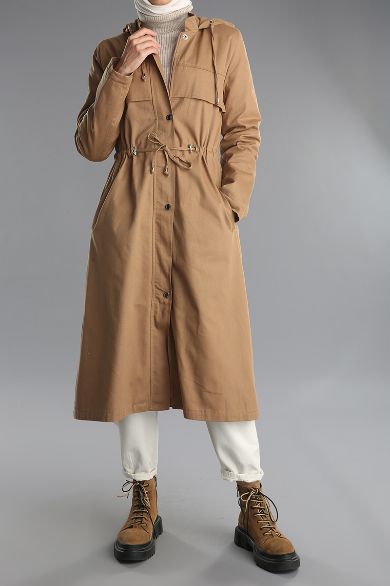 Combed Cotton Hooded Zippered Coat