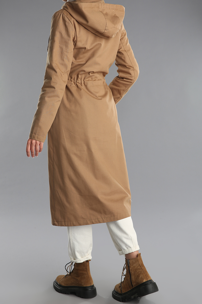 Combed Cotton Hooded Zippered Coat