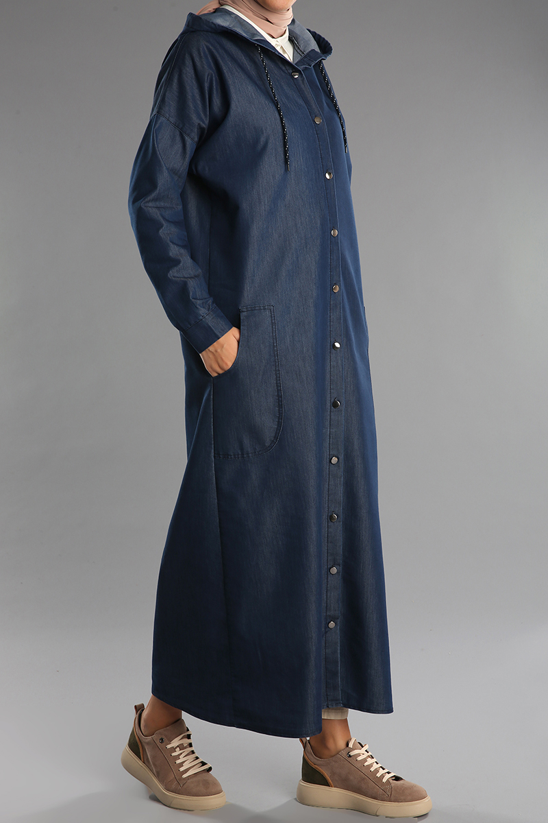 Combed Cotton Hooded Denim Cape