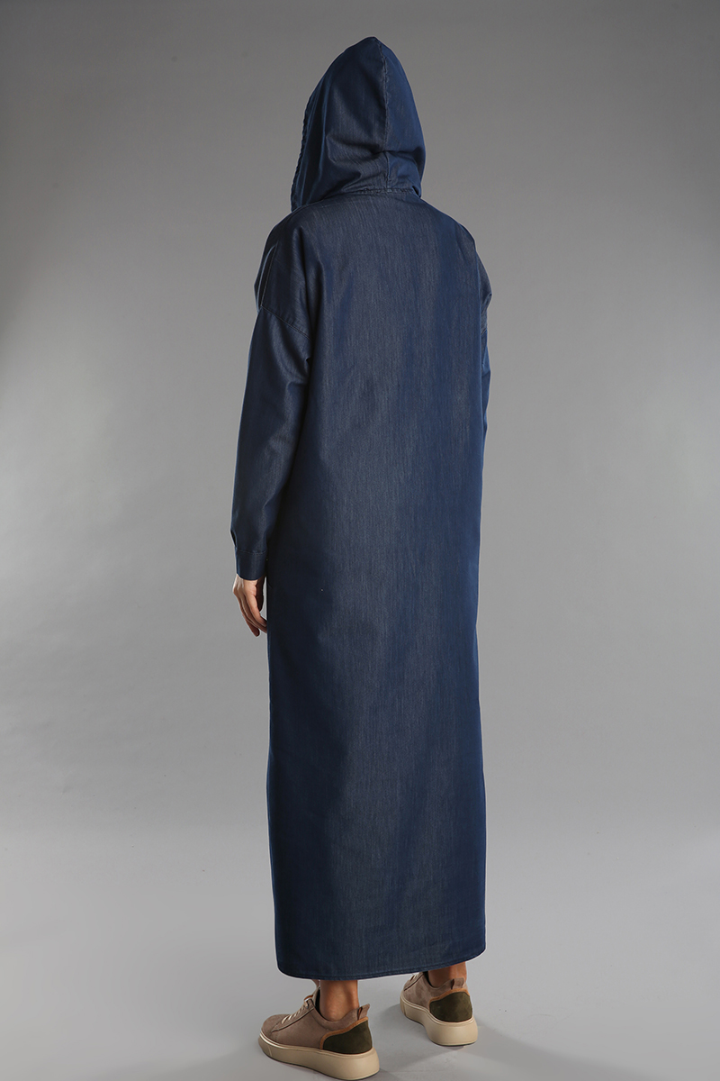 Combed Cotton Hooded Denim Cape