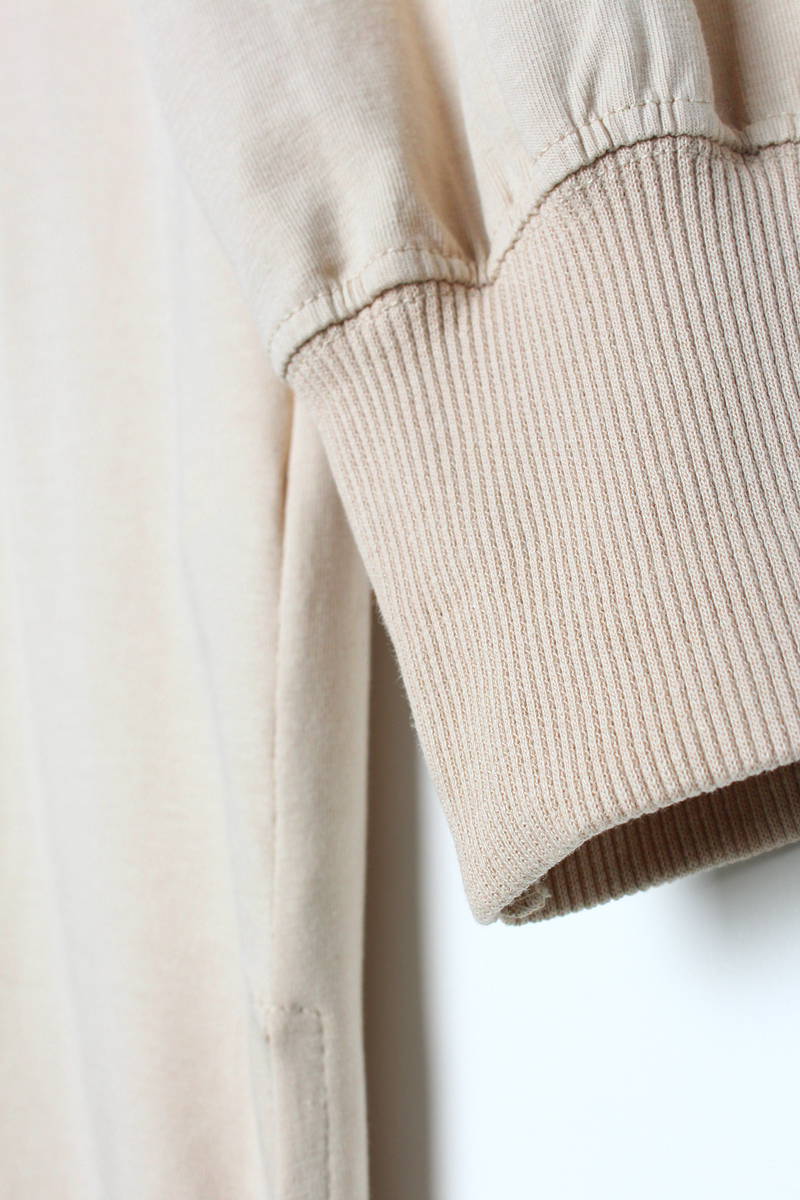 Cotton Hooded Raglan Sleeve Slit Single Jersey Tunic