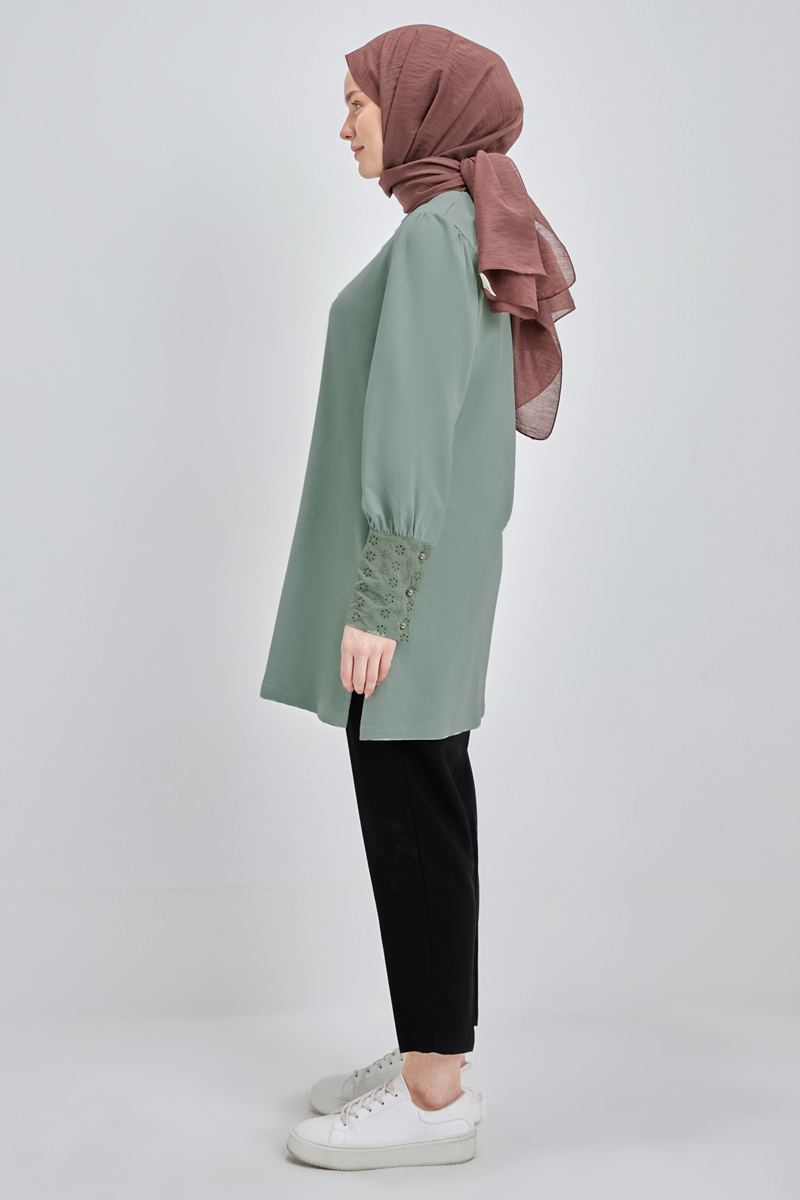 Cotton Tunic With Detailed Sleeves