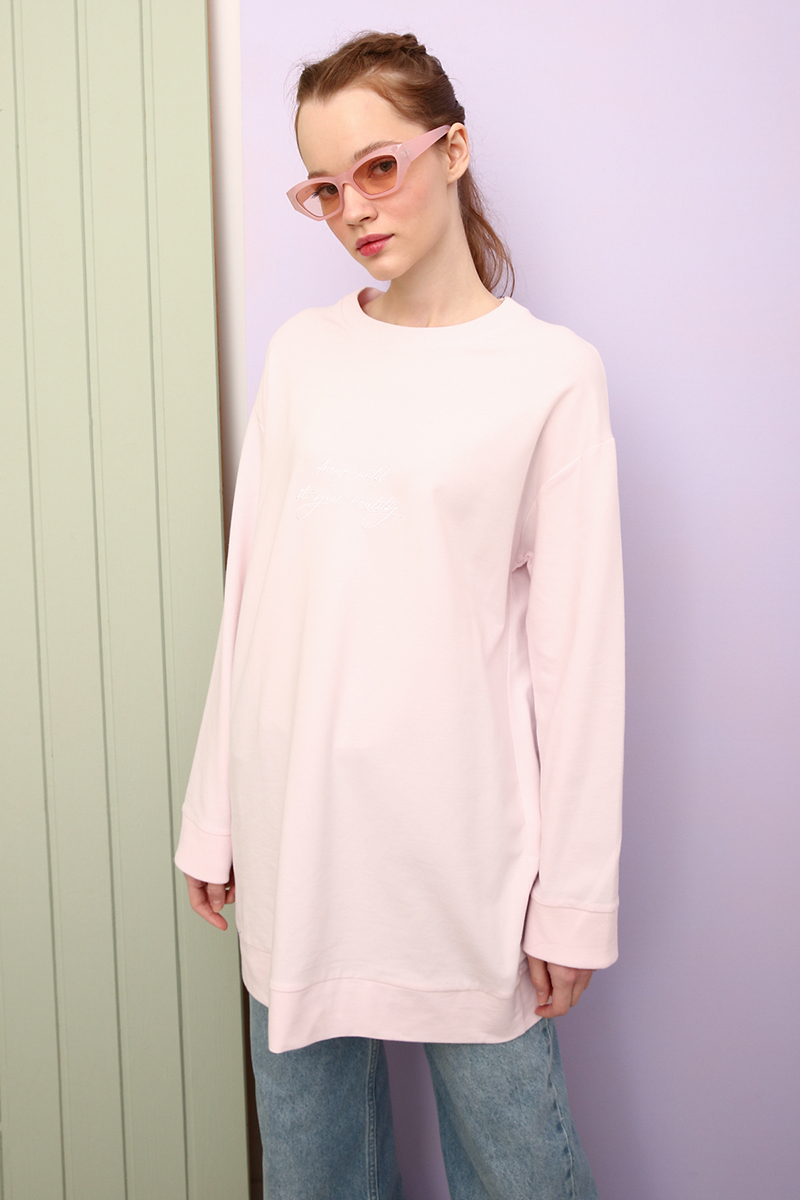 Cotton Embroidered Ribbed Sweat Tunic