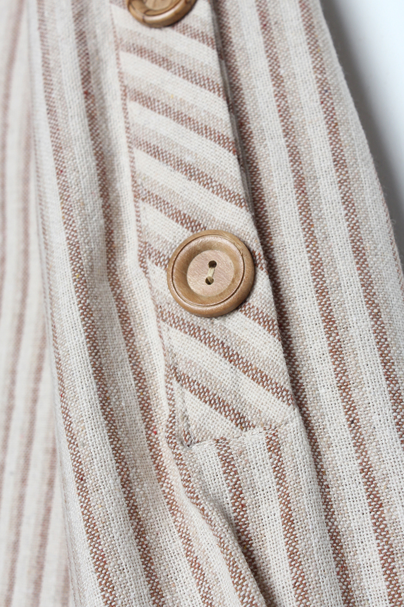 Cotton Shoulder Button Striped Blouse